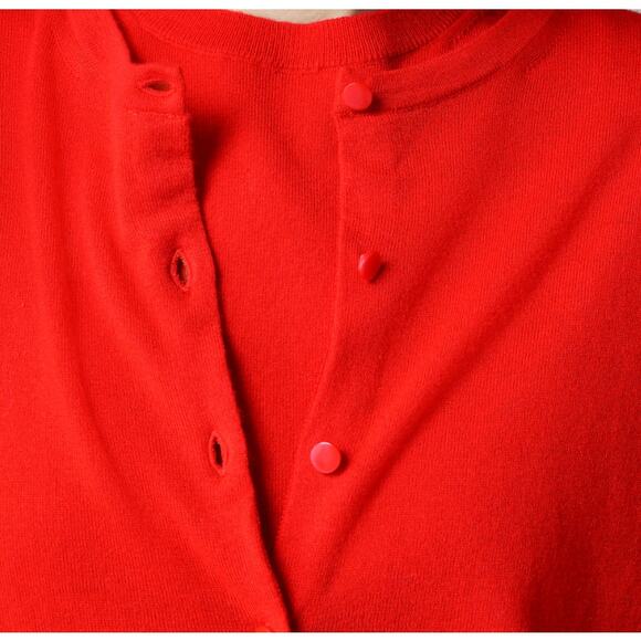J.Crew Featherweight Cashmere Cardigan Sweater WMNS M Red Soft Knit Button Front - Picture 4 of 9
